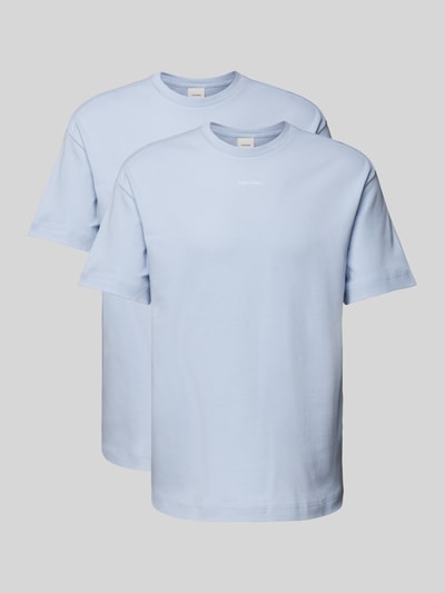 CK Calvin Klein T-Shirt mit Label-Print Modell 'NANO' Hellblau 2