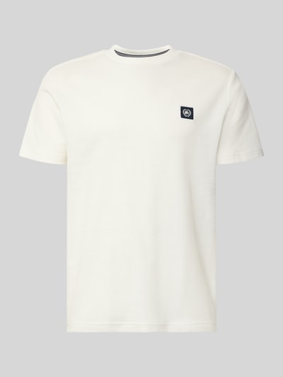 Produktfoto, T-Shirt mit Label-Patch und Rundhalsausschnitt von Lerros in Weiß, Reine Baumwolle, Gerader-Schnitt, Rückenlänge 69 cm bei Größe M.