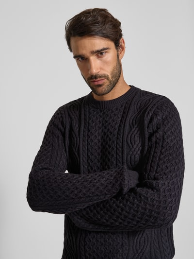 Jack & Jones Premium Strickpullover mit gerippten Abschlüssen Modell 'BLUSEAN' Marine 3