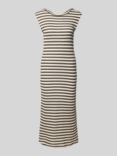 Tom Tailor Denim Sukienka o kroju slim fit z dzianiny z mieszanki bawełny Oliwkowy 2