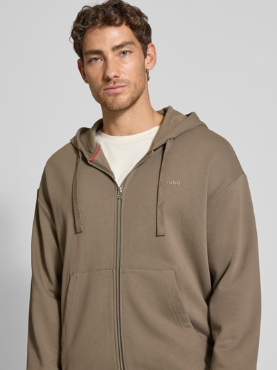 HUGO Relaxed fit sweatjack van puur katoen, model 'DAPOZIP' Middengrijs - 3