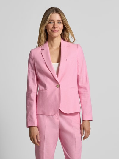 Christian Berg Woman Selection regular fit blazer van linnenmix met paspelzakken Felroze - 4