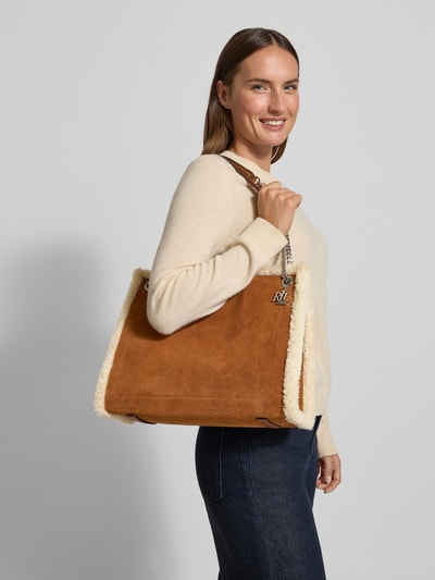 Lauren Ralph Lauren Torebka z futerkiem i aplikacją z logo Koniakowy 1