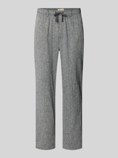 Produktfoto, graue Hose aus Leinen-Baumwoll-Mix Modell 'MAXIM' von Blend, Relaxed Fit, elastischer Bund, strukturierte Oberfläche