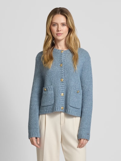 Tommy Hilfiger Strickjacke mit Woll-Anteil und Strukturmuster Rauchblau 4