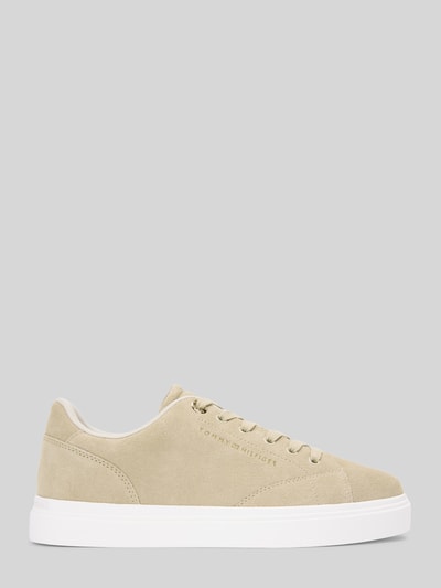 Produktfoto, Low Top Sneaker aus echtem Leder von Tommy Hilfiger, beżowy, gładka faktura, zaokrąglony nosek, płaski obcas, sznurowanie