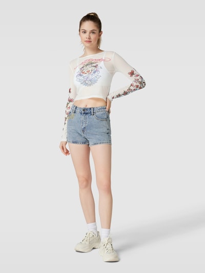 ED HARDY Cropped Longsleeve mit Motiv-Print Modell 'LOVE-KILLS-SLOWLY' Weiss 1