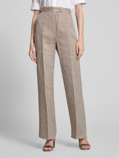 Max Mara Studio Straight Leg Leinenhose mit Bügelfalten Modell 'SATIRA' Mud 4