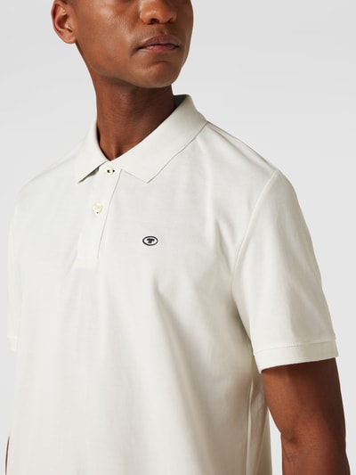 Tom Tailor Poloshirt met labelstitching, model 'PK Basic Zusatz' Offwhite - 3