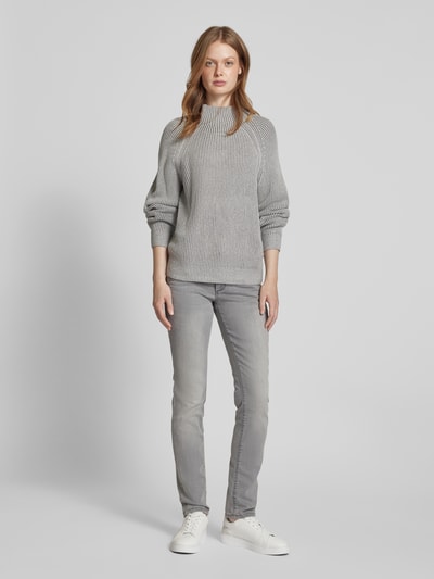 Tom Tailor Loose fit gebreide pullover met gestreept ribmotief Lichtgrijs - 1