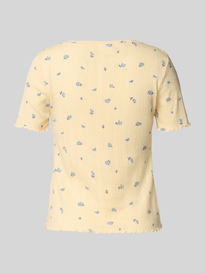 Jake*s Casual Pyjama-Oberteil mit Rundhalsausschnitt und Wellensaum Hellgelb 3