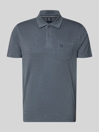 Produktfoto, Regular Fit Poloshirt mit Brusttasche von Lerros aus Reine Baumwolle in Blau, Polokragen, kurze Knopfleiste, Logo-Stitching.