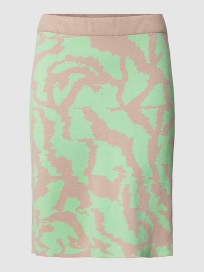 Soft Rebels Spódnica o długości do kolan ze wzorem na całej powierzchni model ‘Scape’ Neonowy zielony 2