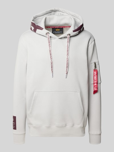 Alpha Industries Bluza z kapturem, kieszenią kangurką i boczną kieszenią na zamek błyskawiczny Jasnoszary 2