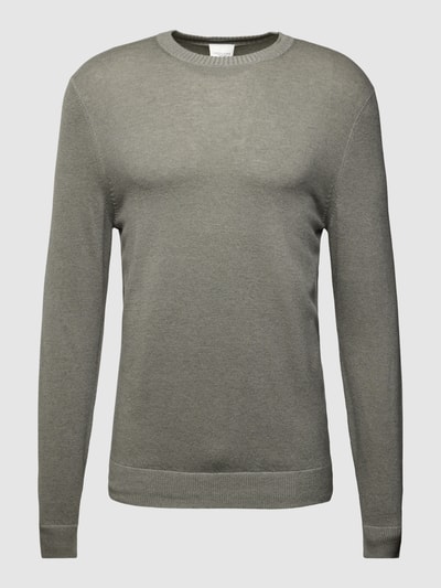 Profuomo Strickpullover in Melange-Optik Oliv 1