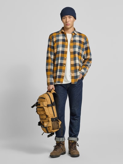 camel active Regular fit vrijetijdsoverhemd van flanel met labelstitching Oranje - 1