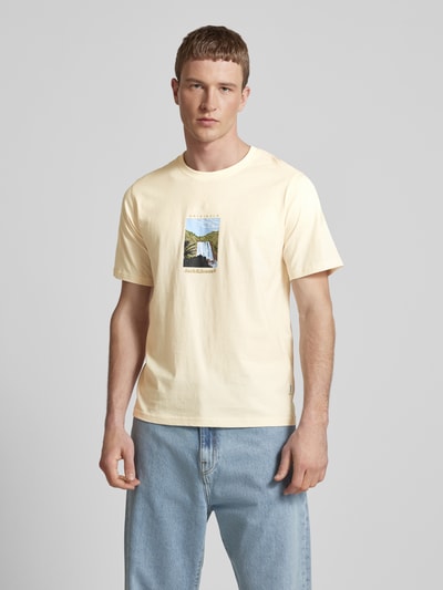 Jack & Jones T-shirt met ronde hals, model 'JORSPLIT' Offwhite - 4