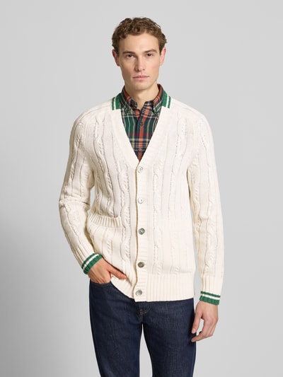 FTC-Cashmere Kardigan o kroju slim fit z domieszką kaszmiru w imitacji dzianiny Złamany biały 4