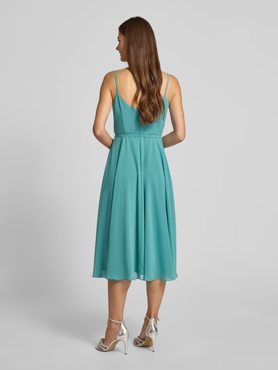 Jake*s Cocktail Knielanges Cocktailkleid mit Bindegürtel Blau 5