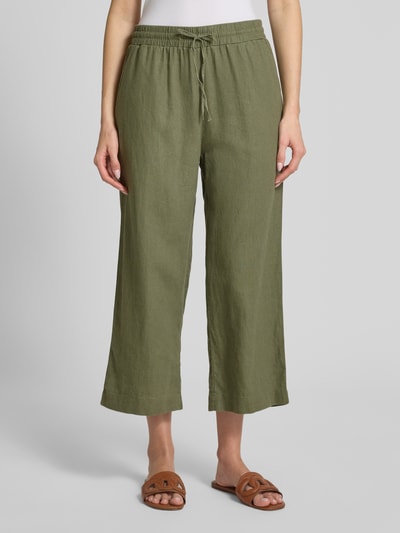 FREE/QUENT Wide Leg Leinenculotte mit Tunnelzug Modell 'Lava' Oliv 4