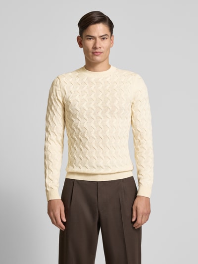 Casual Friday Strickpullover mit Zopfmuster Modell 'VINBORG' Offwhite 4