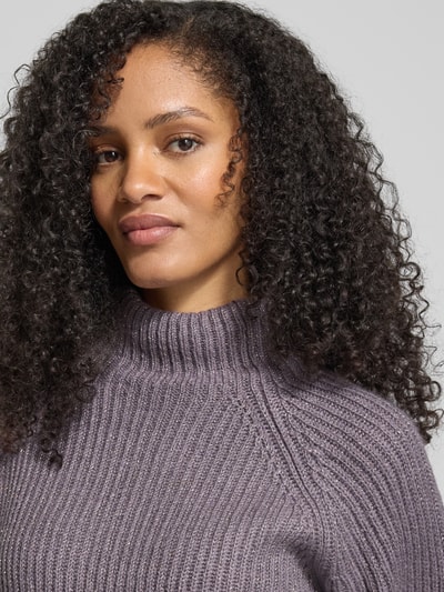 Jake*s Collection Gebreide pullover in riblook met opstaande kraag Lavendel - 3