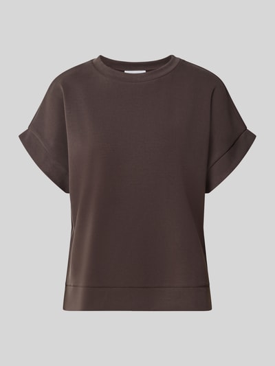 Produktfoto, Sweatshirt aus Micromodal-Mix mit Rundhalsausschnitt von Rich & Royal in Dunkelbraun, glatte Struktur, Kappärmel, Regular Fit