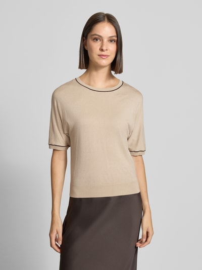 COMMA Regular fit pullover van viscosemix in tricotlook Zand - 4