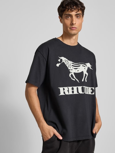 RHUDE T-Shirt mit Label-Print Black 3
