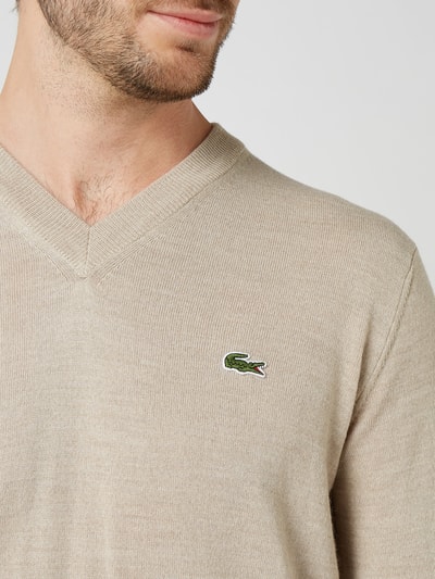 Lacoste Sweter z mieszanki wełny  Szarobrązowy melanż 3