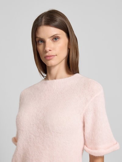 American Vintage Sweter z dzianiny z prążkowanymi wykończeniami model ‘NENYBAY’ Jasnoróżowy 3