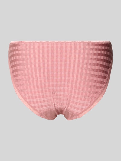 Produktfoto, Slim Fit Briefs mit floralem Besatz Modell 'Avero' von Marie Jo in Rosa mit kariertem Muster, elastischer Material-Mix, Rückansicht.