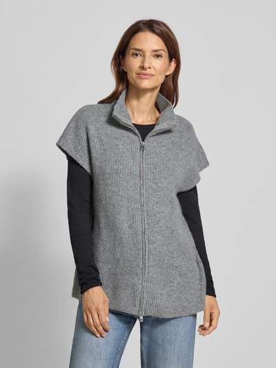 ICHI Kurtka z dzianiny o kroju relaxed fit z krótkim rękawem model ‘Ducie’ Średnioszary 4