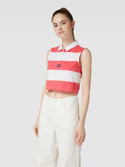 Tommy Jeans Cropped Poloshirt mit Label-Patch Pink 4