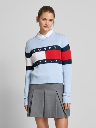 Tommy Jeans Gebreide pullover met logodetail, model 'CENTER FLAG' Blauw - 4