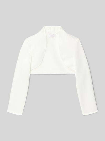 Produktfoto, Bolero met opstaande kraag van Weise in wit, regular fit, gladde textuur, voor kinderen, lengte 26 cm, schouder 31 cm, mouw 46 cm