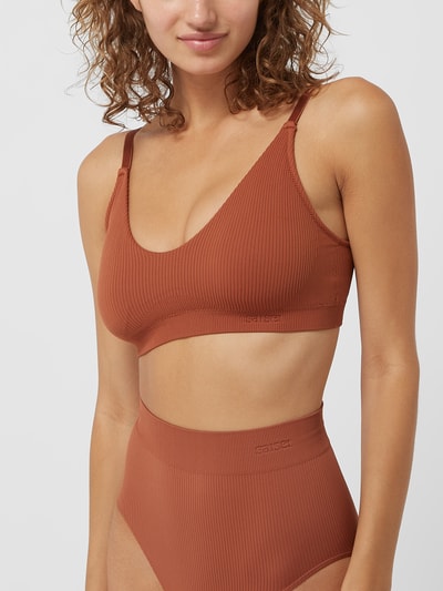 Saisei Bralette met ribstructuur  Middenbruin - 4