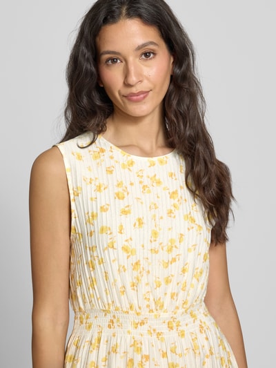 MSCH Copenhagen Midikleid mit Strukturmuster Modell 'Falisha' GELB 3