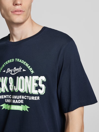 Jack & Jones T-shirt z nadrukiem z logo model ‘ELOGO’ Granatowy 3