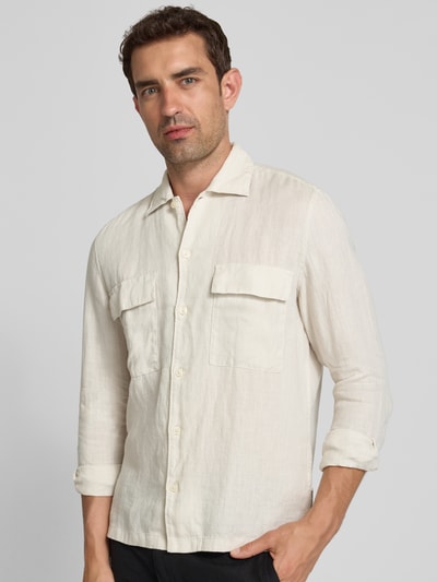 Marc O'Polo Regular Fit Leinenhemd mit Pattentaschen Beige 3