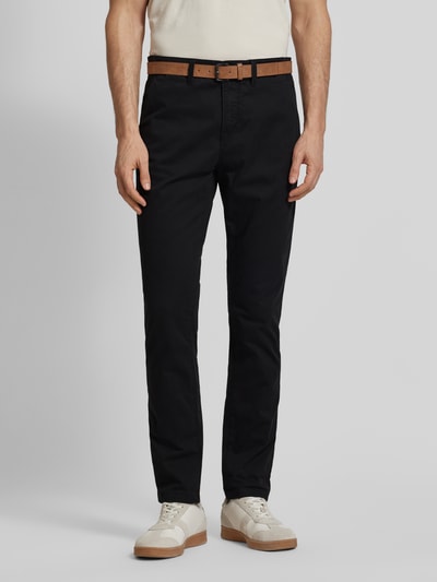 Tom Tailor Denim Chinosy o kroju slim fit z paskiem Czarny 4