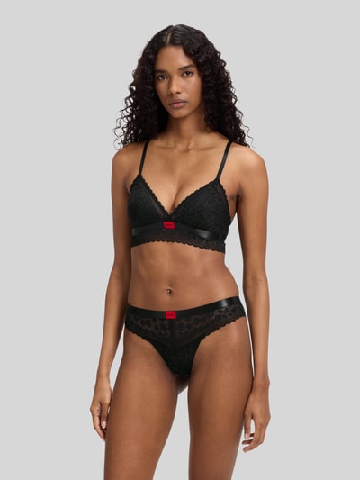 HUGO String mit elastischem Bund und Spitzenbesatz Black 3