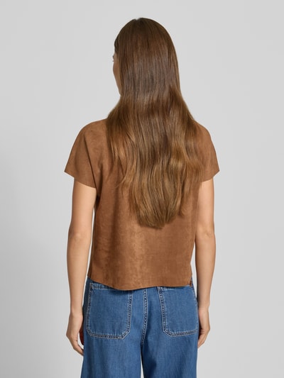 Betty Barclay T-shirt z imitacji skóry z okrągłym dekoltem Koniakowy 5