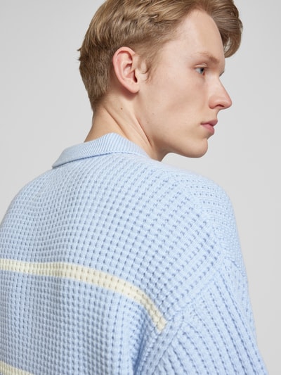 BLKVIS Relaxed fit poloshirt met structuurmotief Lichtblauw - 3