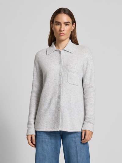 Herzensangelegenheit Gebreid jack van een mix van kasjmier en katoen Lichtgrijs gemêleerd - 4