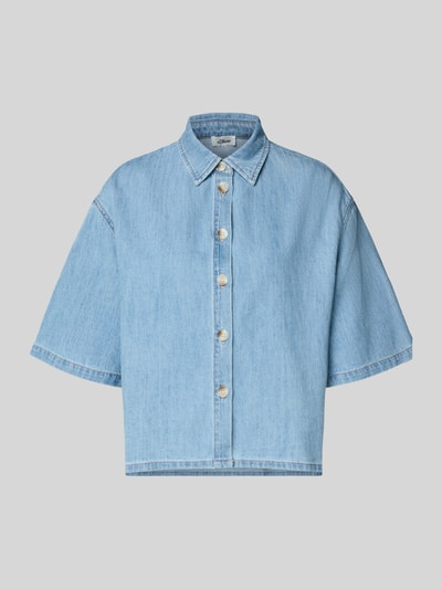 Produktfoto, Relaxed Fit Jeansbluse aus reiner Baumwolle van s.Oliver RED LABEL in denimlook met overhemdkraag, labelpatch, twillstructuur