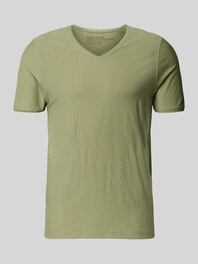 Produktfoto, T-Shirt mit geripptem Rundhalsausschnitt von MCNEAL in hellem Grün, Regular Fit, Rücklänge bei Größe M 65 cm, glatte Struktur