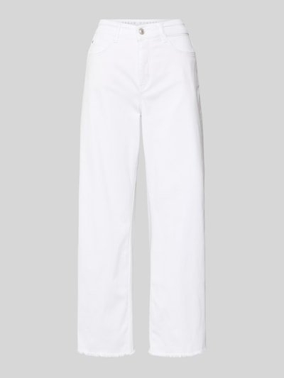 Produktfoto, Wide Fit Jeans-Culotte aus Baumwoll-Mix Modell 'DREAM' von MAC, wit, 5-pocket, knoop- en ritssluiting, rafelige zoom, verkorte pasvorm, elastisch katoen-modal-mix