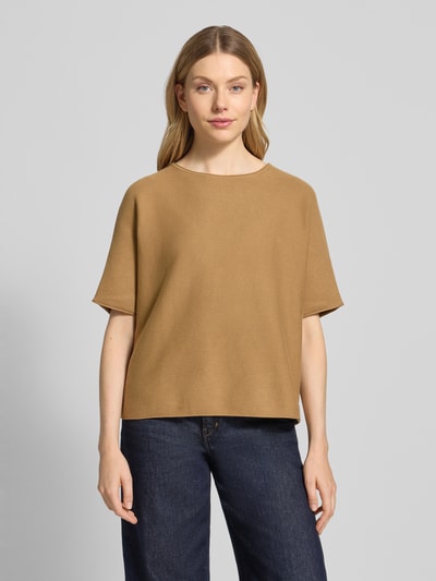 Marc O'Polo Boxy Fit Strickshirt aus reiner Baumwolle Camel 4