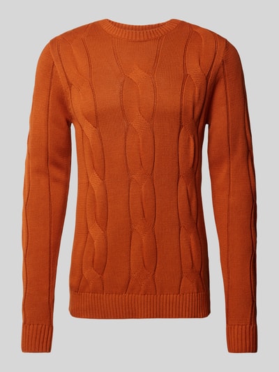 Lindbergh Gebreide pullover met kabelpatroon Oranje - 1